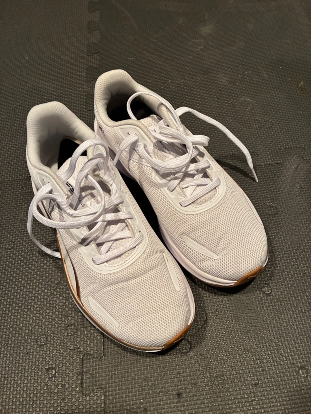 Puma White Sneakers with gold Outsole Trim